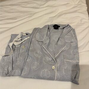J. Crew Light Blue Pajama Set with White Accents